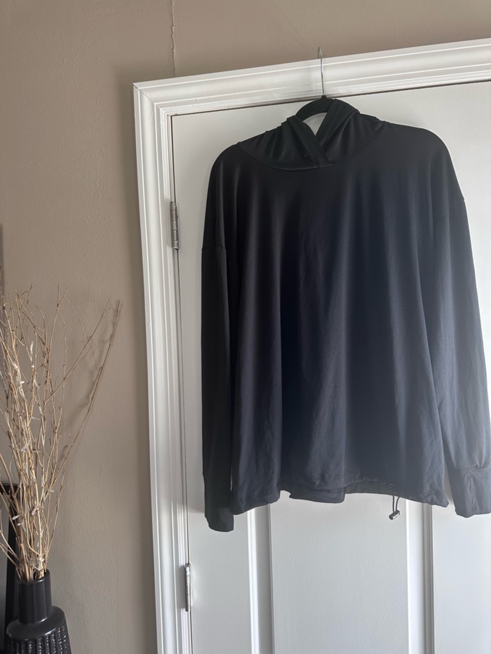 1X Nine West Black Lightweight Hooded Pullover Sweatshirt
